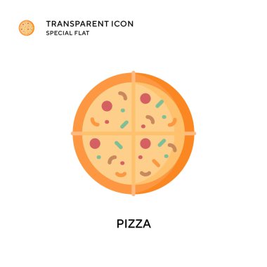 Pizza vektör simgesi. Düz çizim. EPS 10 vektörü.