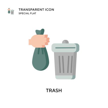 Çöp vektörü simgesi. Düz çizim. EPS 10 vektörü.