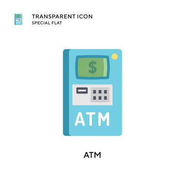 ATM vektör simgesi. Düz çizim. EPS 10 vektörü.
