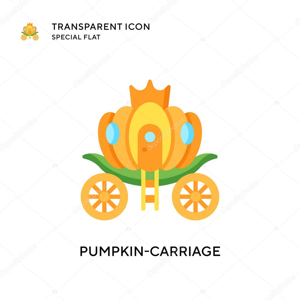 Pumpkin-carriage vector icon. Flat style illustration. EPS 10 vector.
