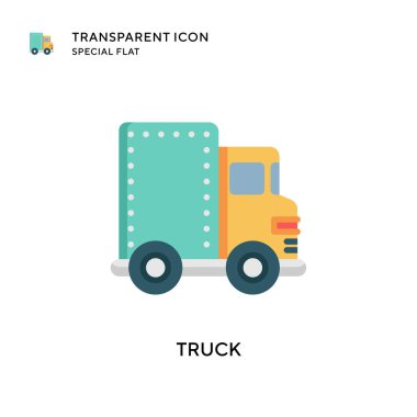 Kamyon vektör simgesi. Düz çizim. EPS 10 vektörü.