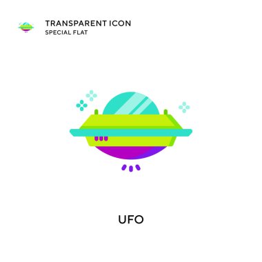 Ufo vektör simgesi. Düz çizim. EPS 10 vektörü.