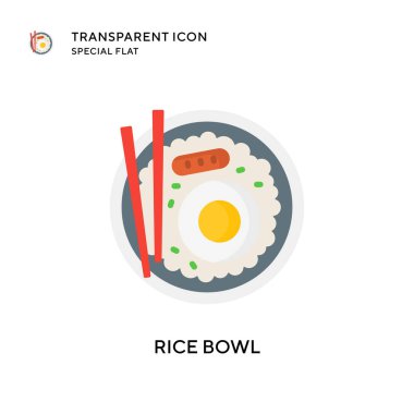 Pirinç kase vektör simgesi. Düz çizim. EPS 10 vektörü.