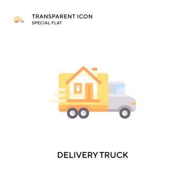 Teslimat kamyonu vektör ikonu. Düz çizim. EPS 10 vektörü.