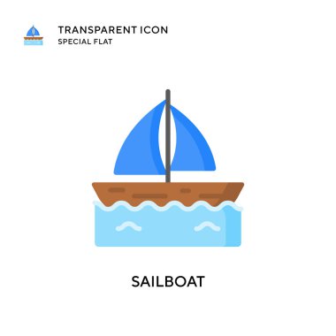 Yelkenli vektör simgesi. Düz çizim. EPS 10 vektörü.