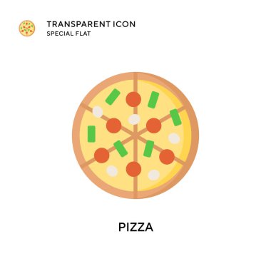 Pizza vektör simgesi. Düz çizim. EPS 10 vektörü.