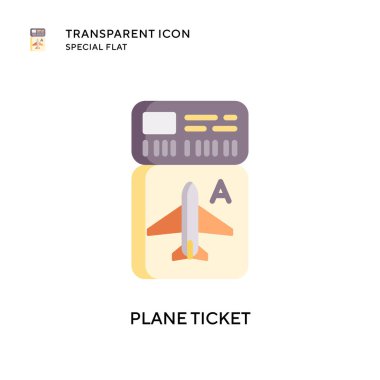 Uçak bileti vektör simgesi. Düz çizim. EPS 10 vektörü.