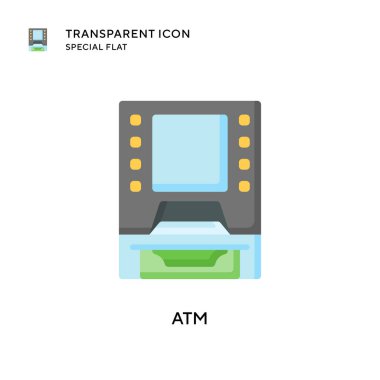 ATM vektör simgesi. Düz çizim. EPS 10 vektörü.