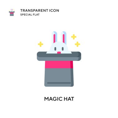 Sihirli şapka vektör simgesi. Düz çizim. EPS 10 vektörü.