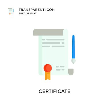 Sertifika vektör simgesi. Düz çizim. EPS 10 vektörü.