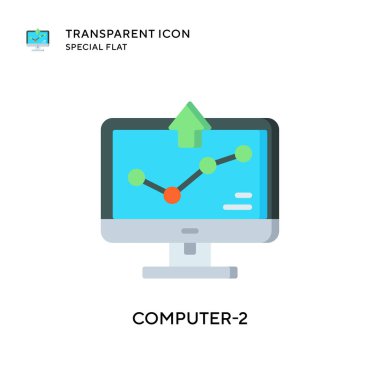 Bilgisayar-2 vektör simgesi. Düz çizim. EPS 10 vektörü.