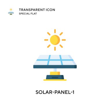 Güneş paneli-1 vektör simgesi. Düz çizim. EPS 10 vektörü.