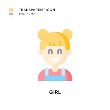 Kız vektör simgesi. Düz çizim. EPS 10 vektörü.