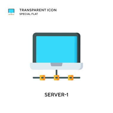 Sunucu-1 vektör simgesi. Düz çizim. EPS 10 vektörü.