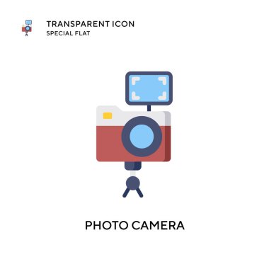 Fotoğraf makinesi vektör simgesi. Düz çizim. EPS 10 vektörü.