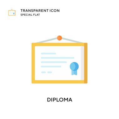 Diploma vektör simgesi. Düz çizim. EPS 10 vektörü.
