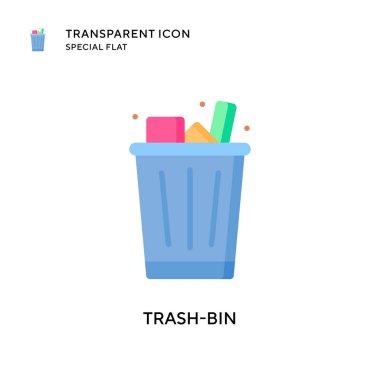 Çöp kutusu vektör simgesi. Düz çizim. EPS 10 vektörü.