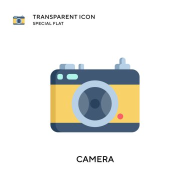 Kamera vektör simgesi. Düz çizim. EPS 10 vektörü.