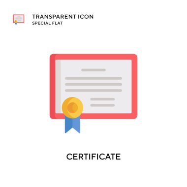 Sertifika vektör simgesi. Düz çizim. EPS 10 vektörü.