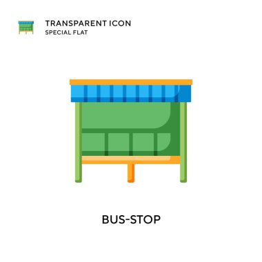 Otobüs durağı vektör simgesi. Düz çizim. EPS 10 vektörü.