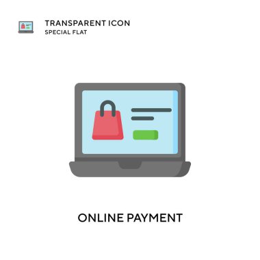 Çevrimiçi ödeme vektör simgesi. Düz çizim. EPS 10 vektörü.