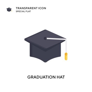Mezuniyet şapkası vektör simgesi. Düz çizim. EPS 10 vektörü.