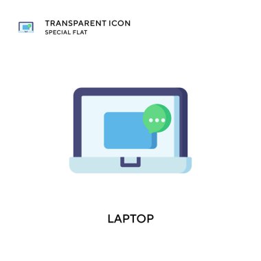 Laptop vektör simgesi. Düz çizim. EPS 10 vektörü.