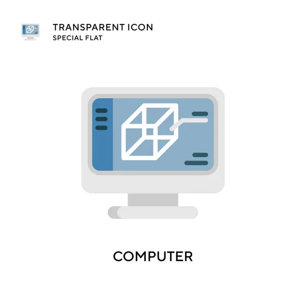 Ícone Vetorial Computador Ilustração Estilo Plano Vetor Eps — Vetor de Stock