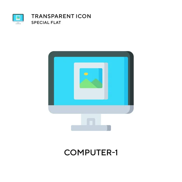 Computer 1ベクトルアイコン フラットスタイルのイラスト Eps 10ベクトル — ストックベクタ