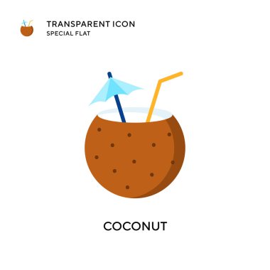 Hindistan cevizi vektör simgesi. Düz çizim. EPS 10 vektörü.