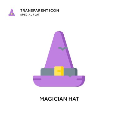 Sihirbaz şapka vektör simgesi. Düz çizim. EPS 10 vektörü.