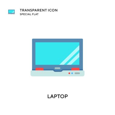 Laptop vektör simgesi. Düz çizim. EPS 10 vektörü.