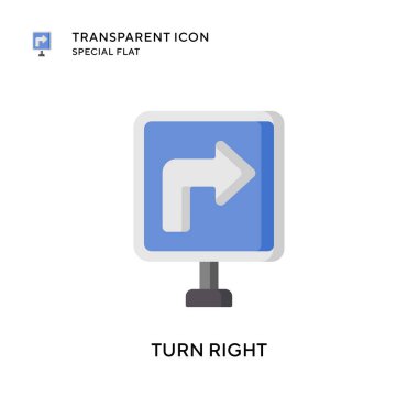 Sağa dönüş vektör simgesi. Düz çizim. EPS 10 vektörü.