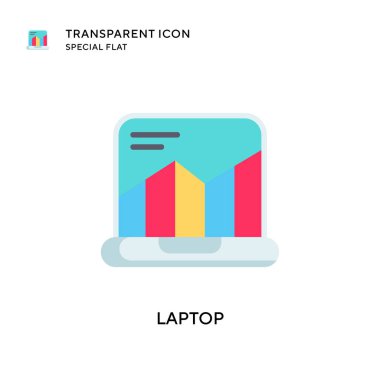 Laptop vektör simgesi. Düz çizim. EPS 10 vektörü.