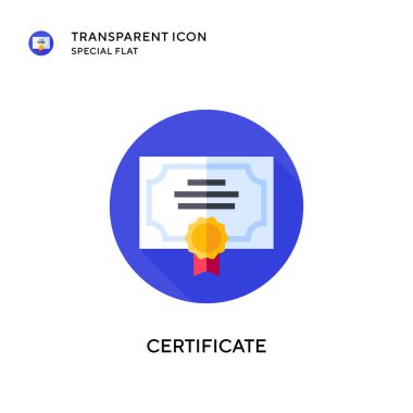 Sertifika vektör simgesi. Düz çizim. EPS 10 vektörü.