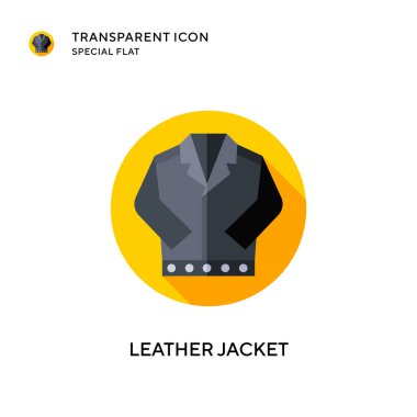 Deri ceket vektör simgesi. Düz çizim. EPS 10 vektörü.