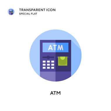 ATM vektör simgesi. Düz çizim. EPS 10 vektörü.