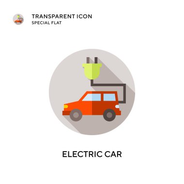 Elektrikli araba vektör simgesi. Düz çizim. EPS 10 vektörü.