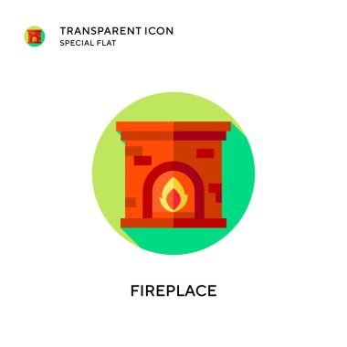 Şömine vektör simgesi. Düz çizim. EPS 10 vektörü.