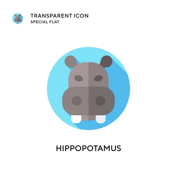 Icône Vectorielle Hippopotame Illustration Style Plat Vecteur Eps — Image vectorielle