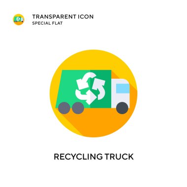 Kamyon vektör simgesi geri dönüşümü. Düz çizim. EPS 10 vektörü.