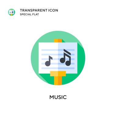Müzik vektörü simgesi. Düz çizim. EPS 10 vektörü.