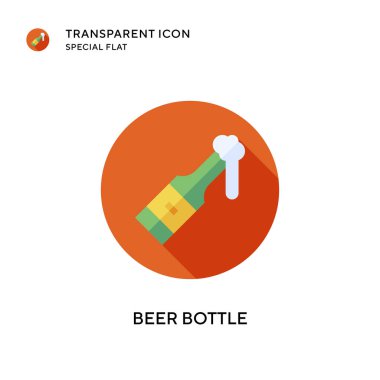 Bira şişesi vektör simgesi. Düz çizim. EPS 10 vektörü.