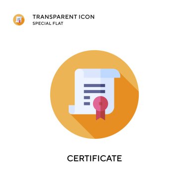 Sertifika vektör simgesi. Düz çizim. EPS 10 vektörü.