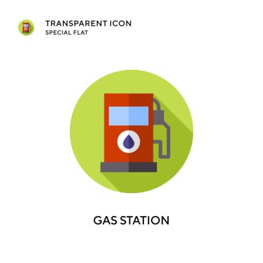Benzin istasyonu vektör simgesi. Düz çizim. EPS 10 vektörü.