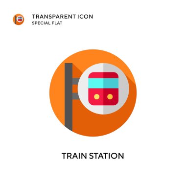 Tren istasyonu vektör simgesi. Düz çizim. EPS 10 vektörü.