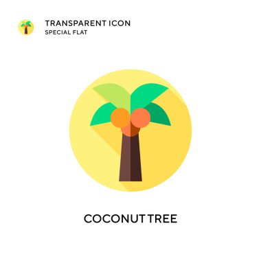 Hindistan cevizi ağacı vektör simgesi. Düz çizim. EPS 10 vektörü.