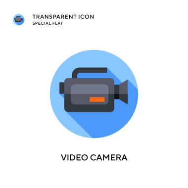 Video kamera vektör simgesi. Düz çizim. EPS 10 vektörü.