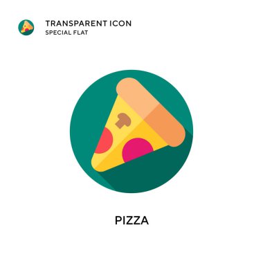 Pizza vektör simgesi. Düz çizim. EPS 10 vektörü.