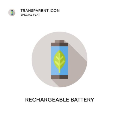 Şarj edilebilir batarya vektör simgesi. Düz çizim. EPS 10 vektörü.